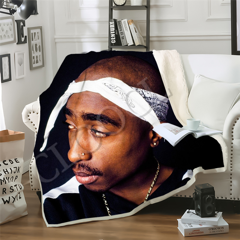 

CLOOCL Rapper Amaru Shakur 2pac Tupac Blanket 3D Print Double Layer Sofa Travel Youth Casual Fashion Bedding Throw Blankets Sofa Quilt