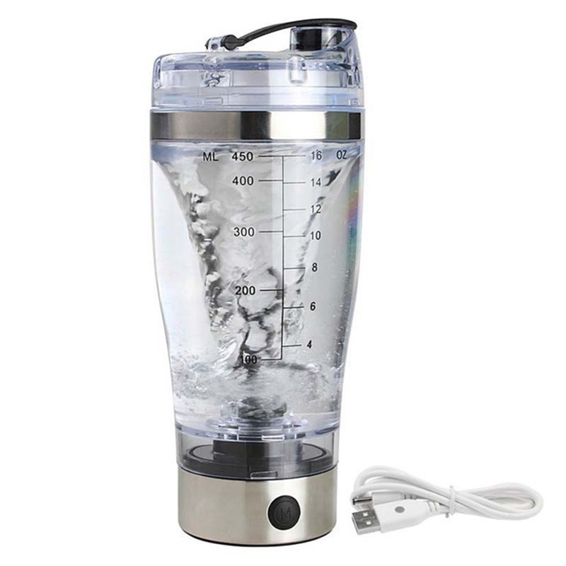 

Hot!! 450Ml Electric Protein Shaker Usb Shaker Bottles Milk Coffee Blender Water Bottle Movement Vortex Smart Mixer