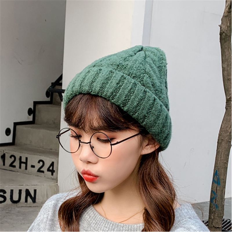 

2020 New Solid color Winter Hat for Women Cashmere Knitted Beanies Thick Warm Vogue Ladies Hat Female Beanie Hats
