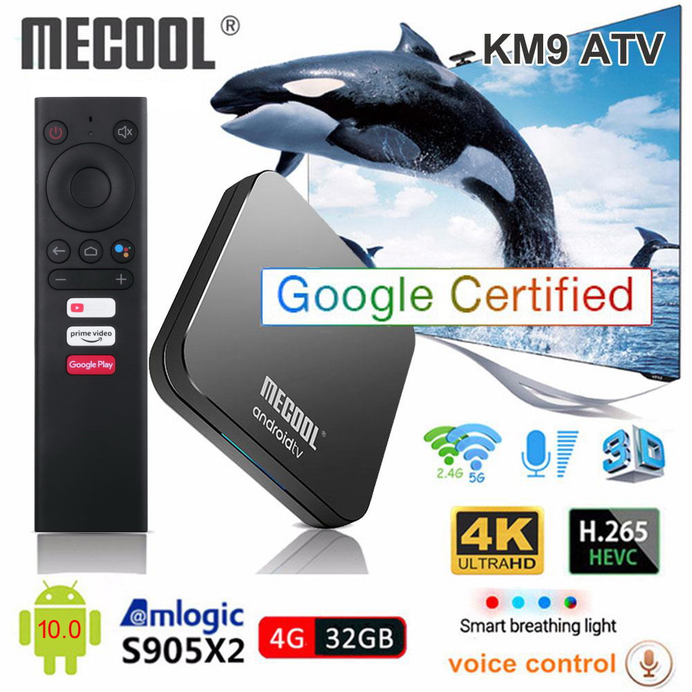 

Mecool KM9 Pro ATV Android 10 Smart TV Box Amlogic S905X2 4GB DDR4 32GB 2.4G/5G WiFi BT [Google Certified] Set Top-Box