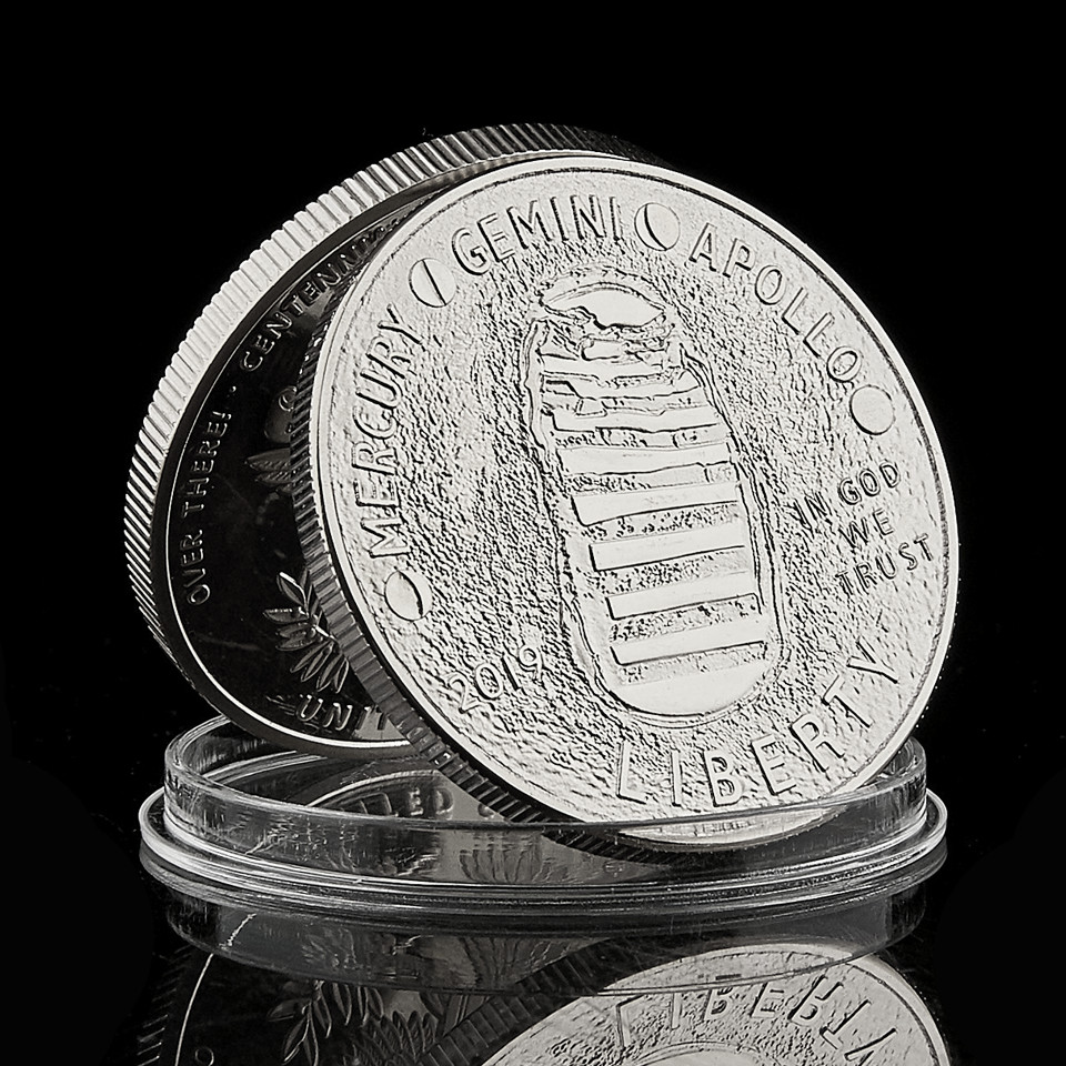 USA Moon Landing Mercury Gemini Apollo E PLURIBUS UNUM Craft In God We Trust LiBerty Silver Coin Collectible-image-584136683