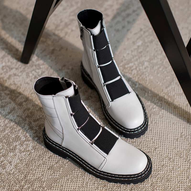 

Bottes femme new winter shoes women ankle boots genuine leather vintage punk rock sewing limited customization motorcycle boots, Black