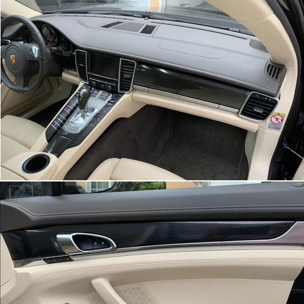 

For Porsche Panamera 2010-2016 Interior Central Control Panel Door Handle Carbon Fiber Stickers Decals Car styling Accessorie, Right hand drive