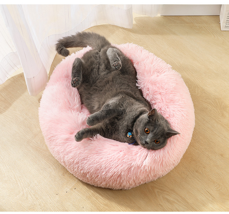 

Cat Bed House Pet Dog Bed Winter Warm Sleeping Bag Round Long Plush Super Soft Puppy For Dogs Nest Products Cat Mat