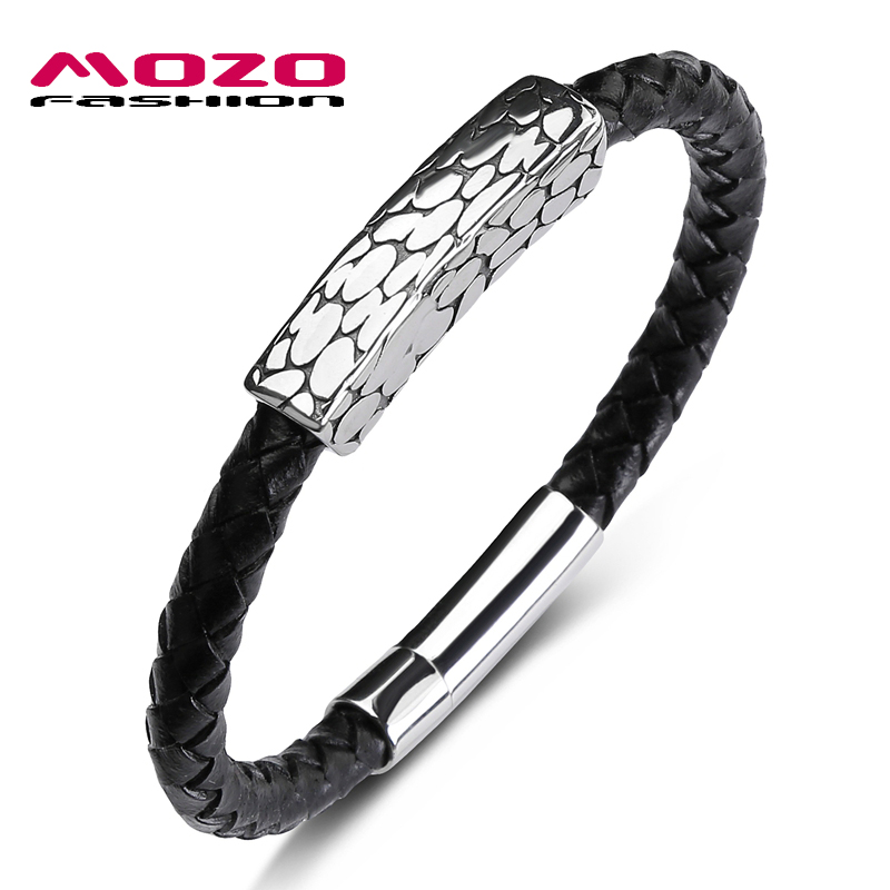 

Fashion Bangle Man Charm Bracelets Genuine Leather Rope Mixed Braided Bracelet Simple Style Punk Rock Men Texture Jewelry PS1058