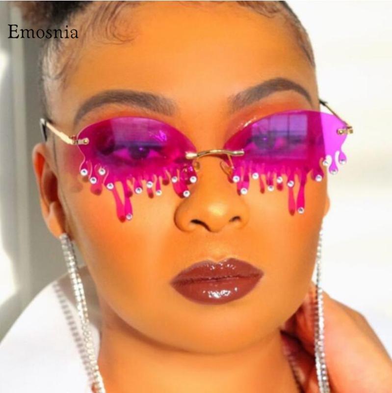 

Emosnia Fashion Rimless Sunglasses Women 2020 Vintage Tears Diamond Steampunk Sunglasses Men Frameless Punk Glasses Shades UV400