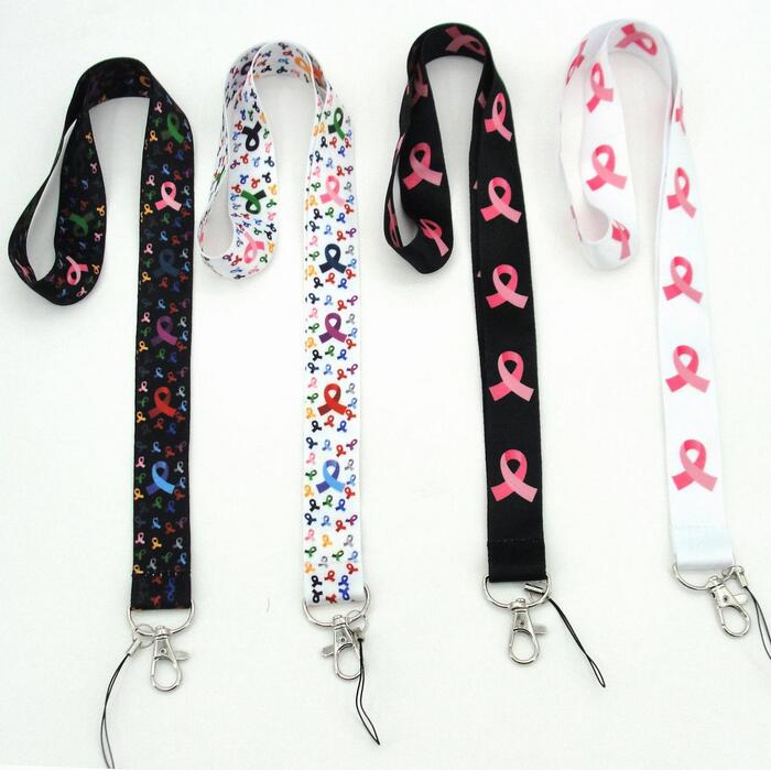 

breast cancer ribbon Lanyard mobile phone key chain Neck Strap Camera ID Card Lanyard wholesale