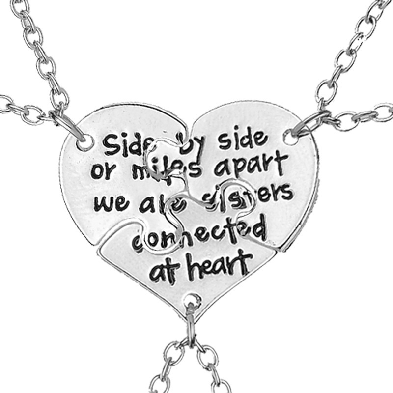

Fashion 3 Piece Set / Set Best Friends Heart Pendant Necklace Love Letter Brothers BFF Necklace Men's and Women's Gifts