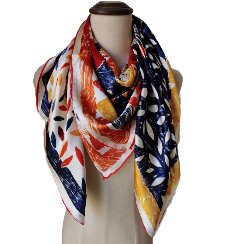 

Scarves 100% Silk Square Scarf Women Oversized Shawl Wraps Travel Beach Sunscreen Cape 106CM