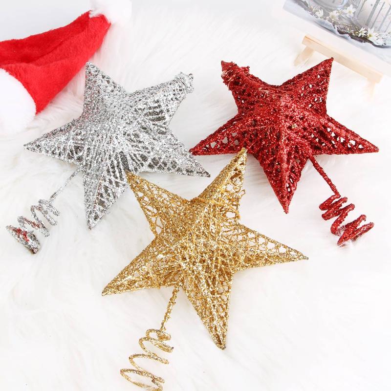 

Fashion Sequin Star Xmas Ornament DIY Christmas Tree Topper Pentagram Christmas Party Decor Accessories