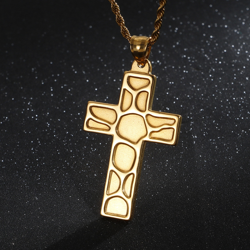 

New Fashion Trend 316 Stainless Steel Religious Necklace European and American Style Titanium Steel Cross Men's Pendant Jewelry