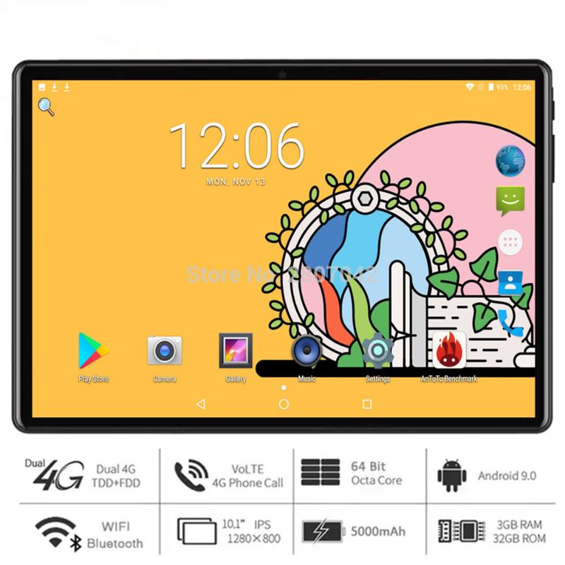 

New 10 inch Octa Core tablet Andriod 9.0 OS 3G/4G LTE Phone Call 1280*800 IPS Screen 3GB RAM 32GB ROM Type-C 5G Wifi GPS Netflix, Black
