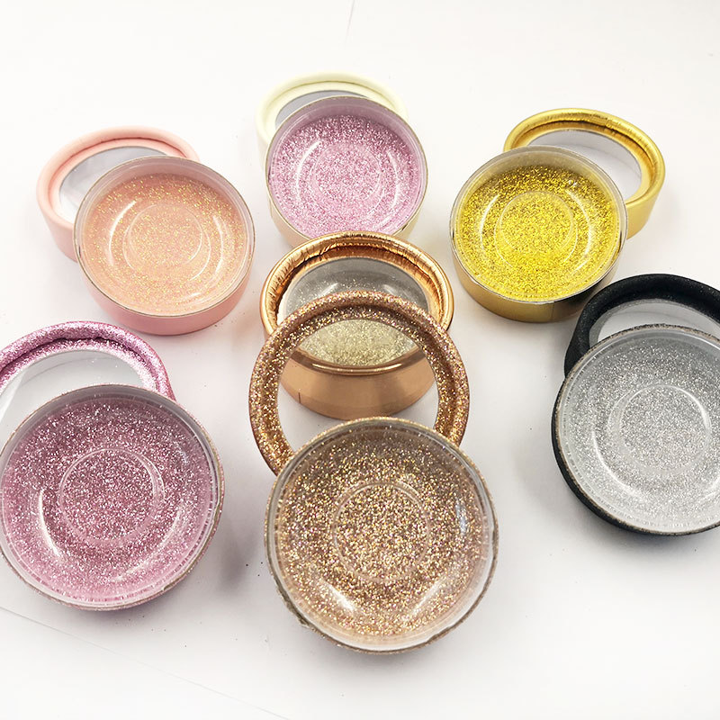 

Multicolor Round Shape Empty Eyelashes packaging Box Cosmetics False Eyelash Packaging Box Container Glitter 3D Lashes Case
