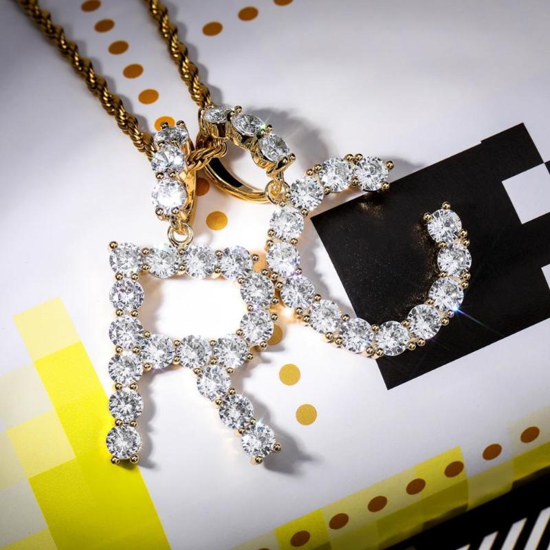

Cubic letter A-Z Chain Name Pendant 3mm Women's Rope Chain Silver Color And Gold Hip-Hop Glamour Jewelry