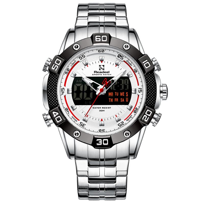 

Wristwatches Readeel Mens Sport Watches Top LED Digital Watch Men Quartz Analog Wrist Man Clock Relogio Masculino, Red