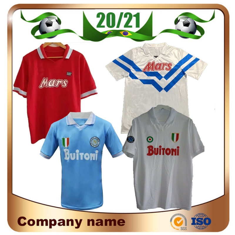

1988/1989 Retro Napoli Away soccer jerseys 86/87 88/89 away red Maradona Careca RETRO Soccer Shirt Short sleeve Football uniform sale, 88/89 3rd red