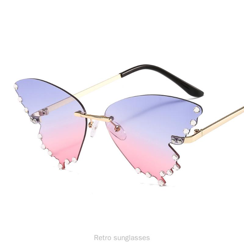 

2020 Frameless cat sunglasses women Brand Designer Vintage Sun Glasses men small oval Party Eyewear UV400 FML