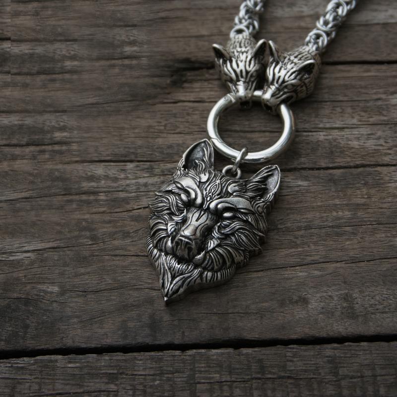 

Viking Wolf Head With Odin Wolf Norse Talisman Jewelry Pendant Necklace For Men Heavy Jewelry