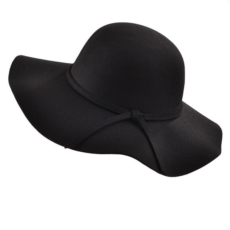 

Simple Vintage Retro Kids Child Girl Hats Fedora Wool Felt Crushable Wide Brim Cloche Floppy Sun Parent-child Beach Cap, Adult