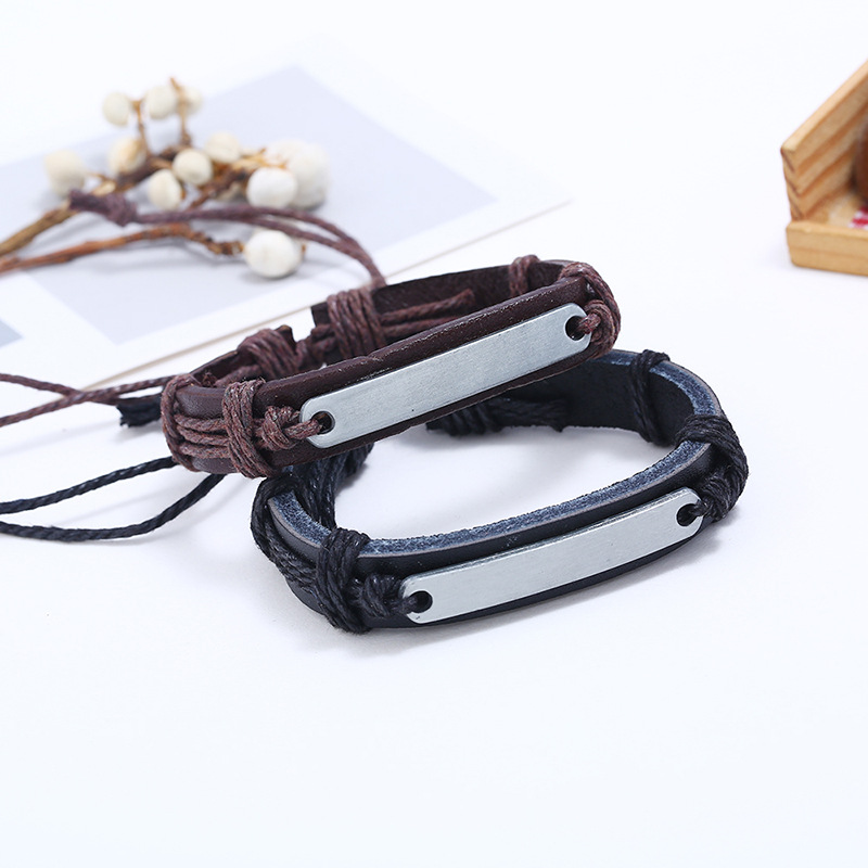 

Genuine Leather Bracelet 25 CM Adjustable Popular Bracelets For Women & Men Gift Vintage DIY Lettering Handwoven Bracelet