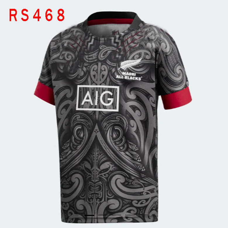 

New Zealand Maori All Blacks 2020 Home S/S Rugby Shirt Size:S-2X, White;black