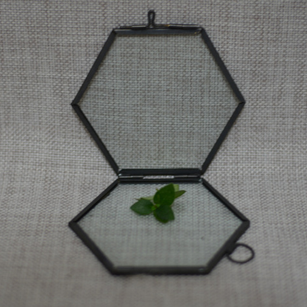 

Antique Hexagon Hanging Glass Wrought Iron Decorative Photo Frames Double Sided Gift Home Decoation Black/Copper C0927