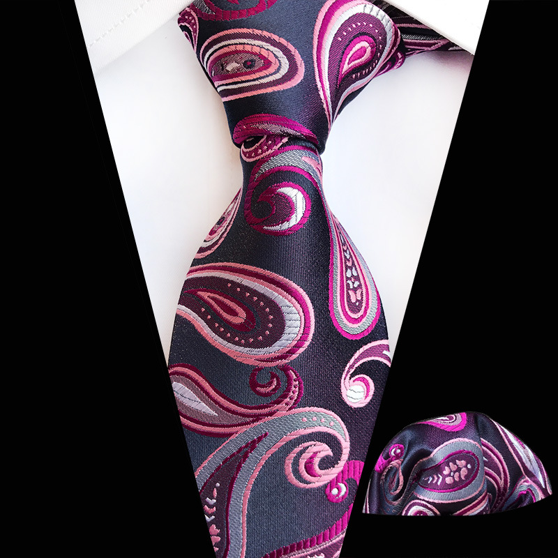 

Linbaiway Tie Set for Men Necktie Handkerchief Men's Classic Paisley Floral Print Pocket Square Neck Tie for Wedding Custom Logo