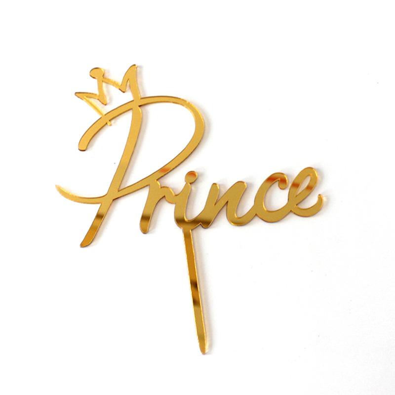 

Acrylic Prince Princess Happy Birthday Cake Topper Gold Mirror King Queen Cupcake Topper For Birthday Party Cake Decorations