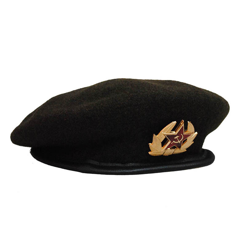 

Soviet special troops MVD Beret Hat Russian Special headdress Wool Ivy Caps, Black
