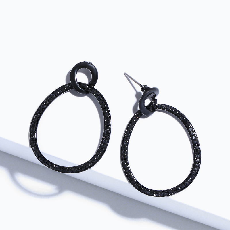 

New Fashion Black Hoop Earrings Crystal Rhinestones Small Hoop Drop Earrings for Women 2020 Jewelry ers-p07