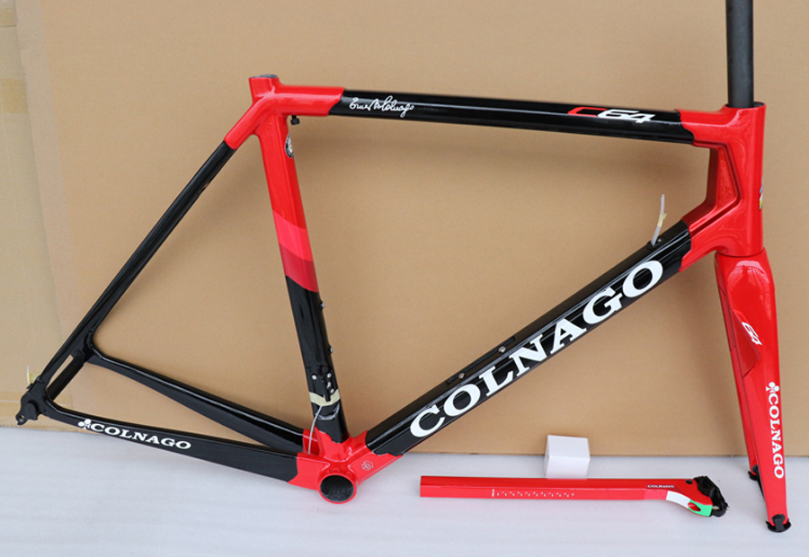 

New T1100 Carbon Bike Frame Black red Colnago C64 carbon road frame bicycle Frameset more 30 colors for selection, C6410 color