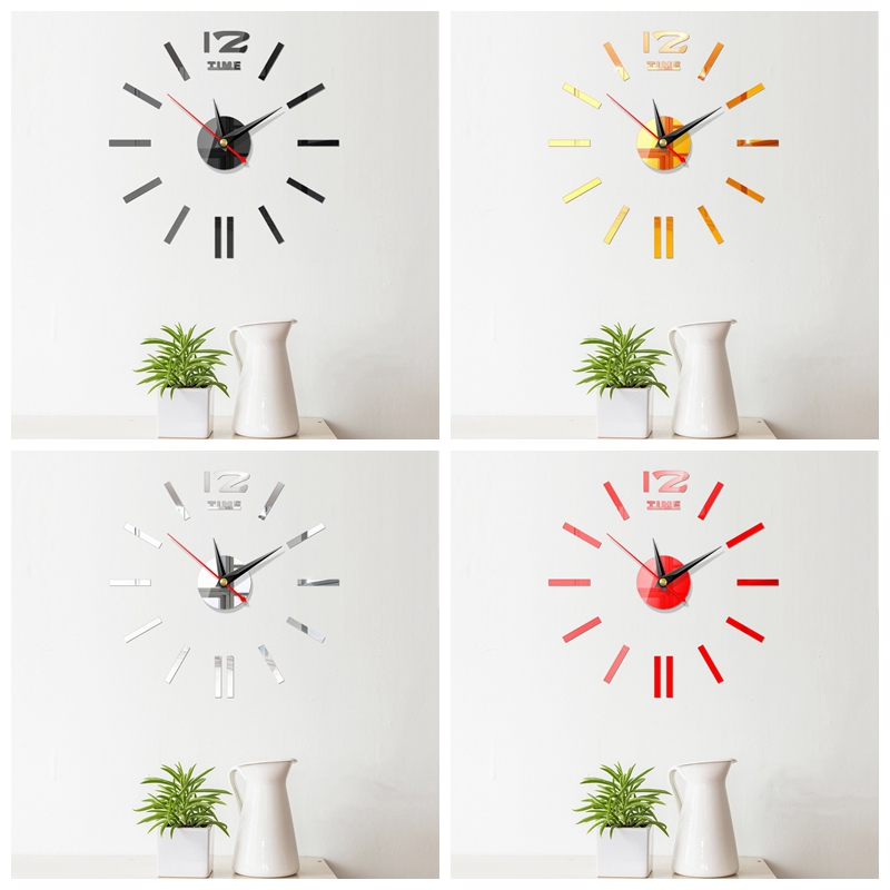 

New Wall Clocks 3D DIY Clock Acrylic Mirror Stickers Home Decoration Living Room Quartz Needle Self Adhesive Hanging Watch