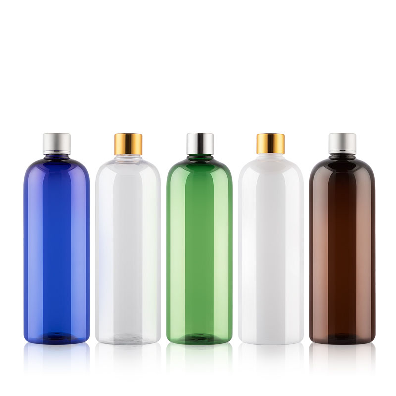 

12Pcs 500ml Anodized Aluminum Screw Cap Bottles PET Plastic Cosmetic Containers With Gold Silver Matte Silver Screw Lid