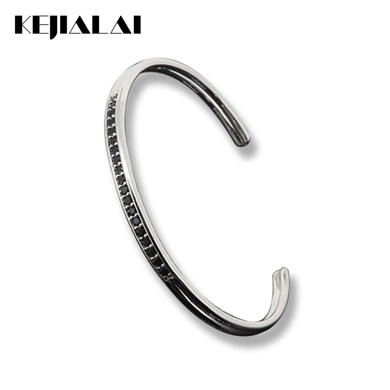 

2020 Fashion Trendy Men & Women Bangle Simple Style Bracelet, Micro Pave Black CZ Fashion Open / Bracelet