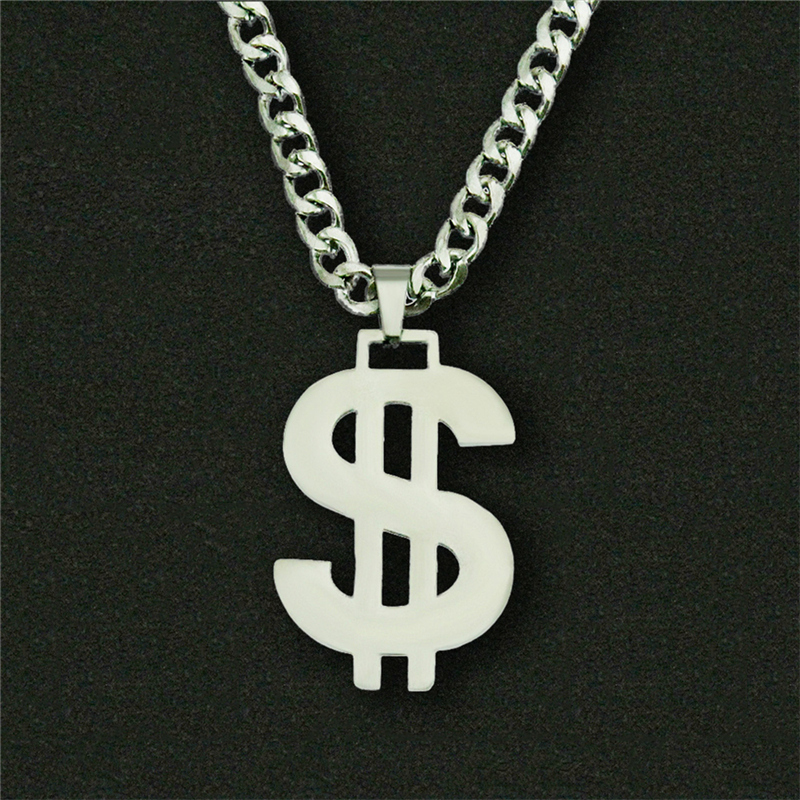 

Large Cuban Chain Big Dollar Symbol Pendant Necklaces Bead Chain For Men 316L Stainless Steel Wholesale