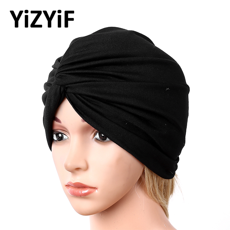 

Turban Hat Women Fashion Soft Beanie Headwrap Pre Tied Knot Pleated Turban Cap Solid Color Winter Warm Headscarf Sleep Hat, Red