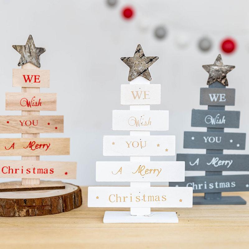 

Christmas Trees Wooden Mini Tree Desktop Ornaments Party home Merry Christmas Decor hot sale Decoration