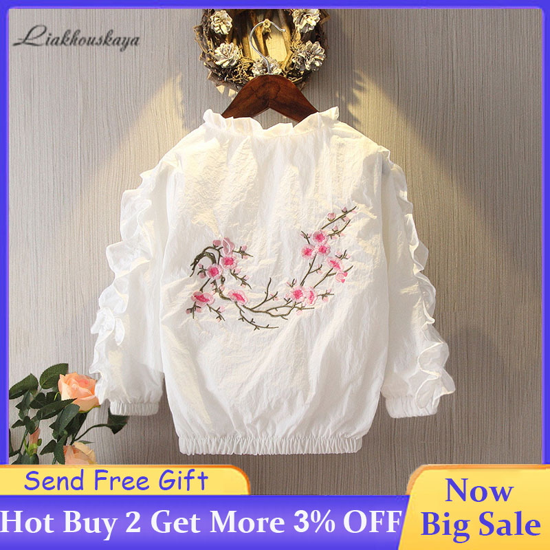 

Children Jackets 2020 Autumn Fashion Print Zipper Windbreaker Coat Girls Embroidery Jackets Baby Windproof And Waterproof Coat, Black