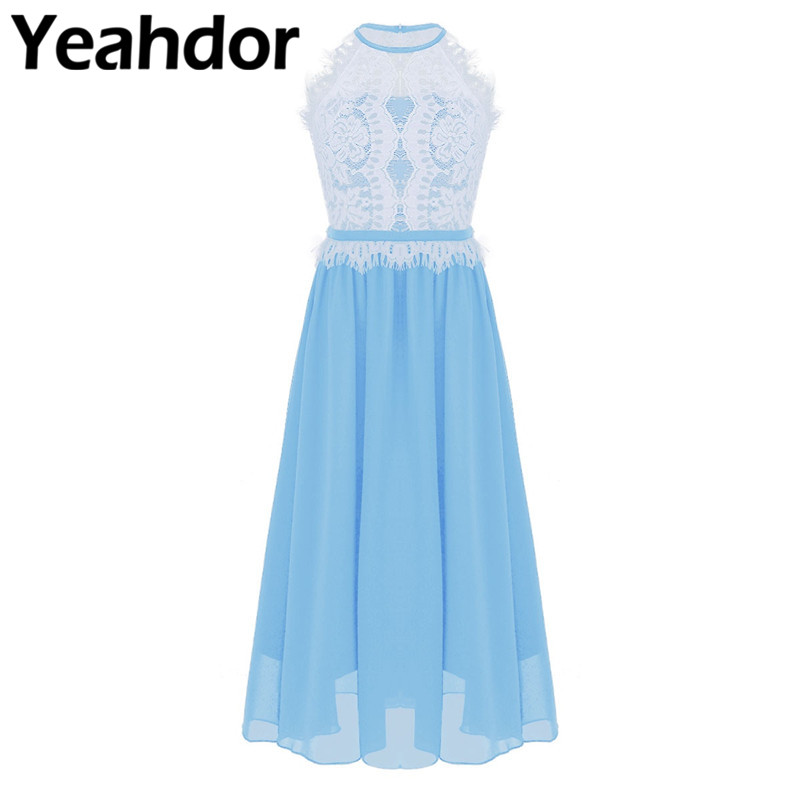 

Kids Girls Sleeveless Halter Neck Floral Lace Button Closure Princess Flower Girl Dress Pageant Wedding Birthday Formal Dress, Pink