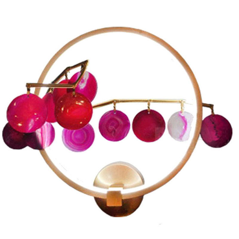 

Modern Colorful Agate LED Wall Sconce Metal Frame Wall Lamp For Bedside Dining Room Study Home Decoration Lighting WA128