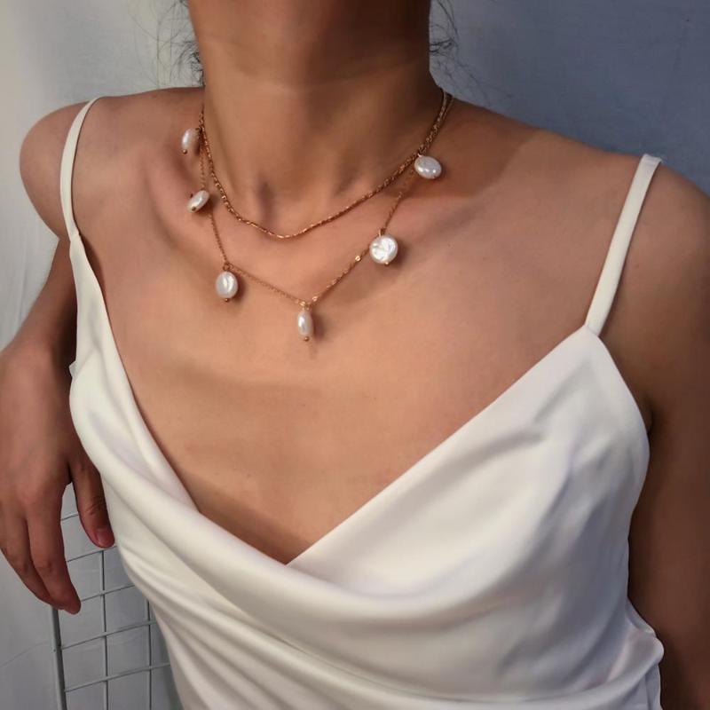 

Bohemian Choker Necklace Vintage Imitation Pearl Tassel Chain Coin Charm Pedant Necklace for Women Fashion Jewelry
