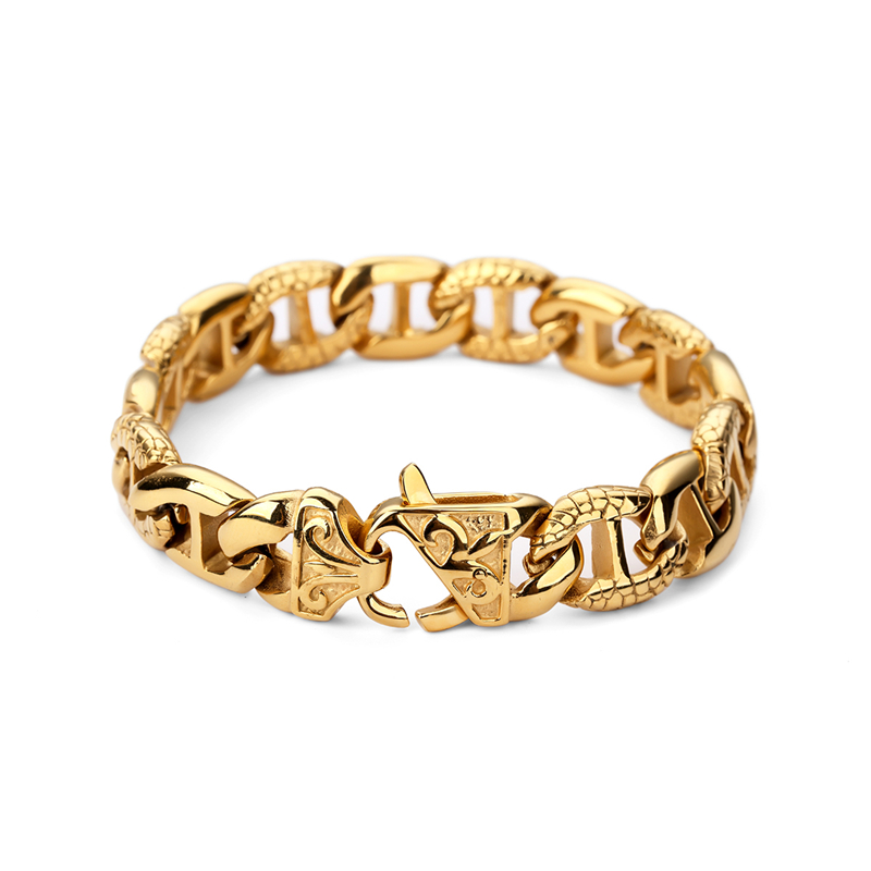 

Men Bracelet Silver Color / Gold Color Vintage 316L Stainless Steel Bracelet & Bangle Wrist Band Hand Chain Jewelry Hip Hop