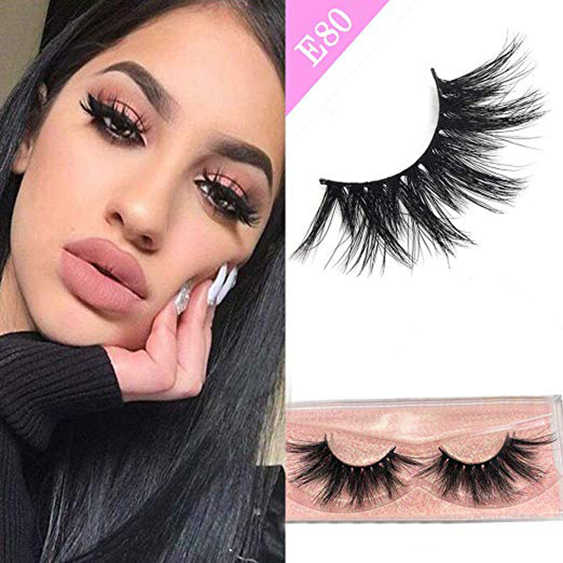 

Private label logo 3D Mink Hair False Eyelashes Wispy Cross Eye Lashes Fluffy Handmade Extension Mink Eyelashes