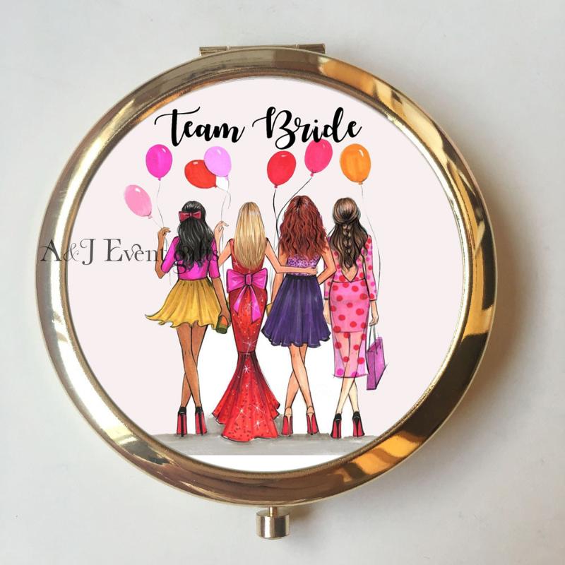

Party Favor 1pcs Lot Personalized Portable Compact Mirrors Baby Shower Birthday Graduation Gifts Wedding Proposal Bridesmaid Gift