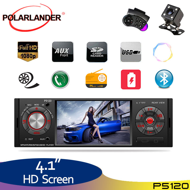 

4''1 Din Car Radio Touch Screen FM 2USB AUX BT TF AM MP5 Player RDS Stereo +SWC