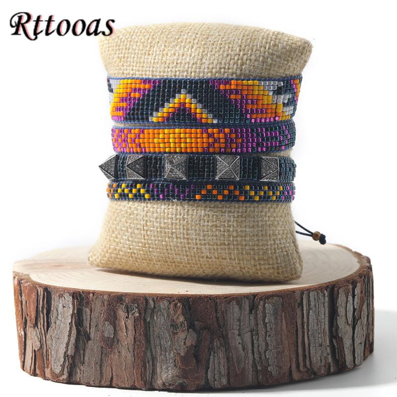 

Rttooas 2020 New Arrival Fashion MIYUKI Beaded Bracelets Set Handmade Woven Rivet Bracelets Pulseras Mujer 2020 Armband