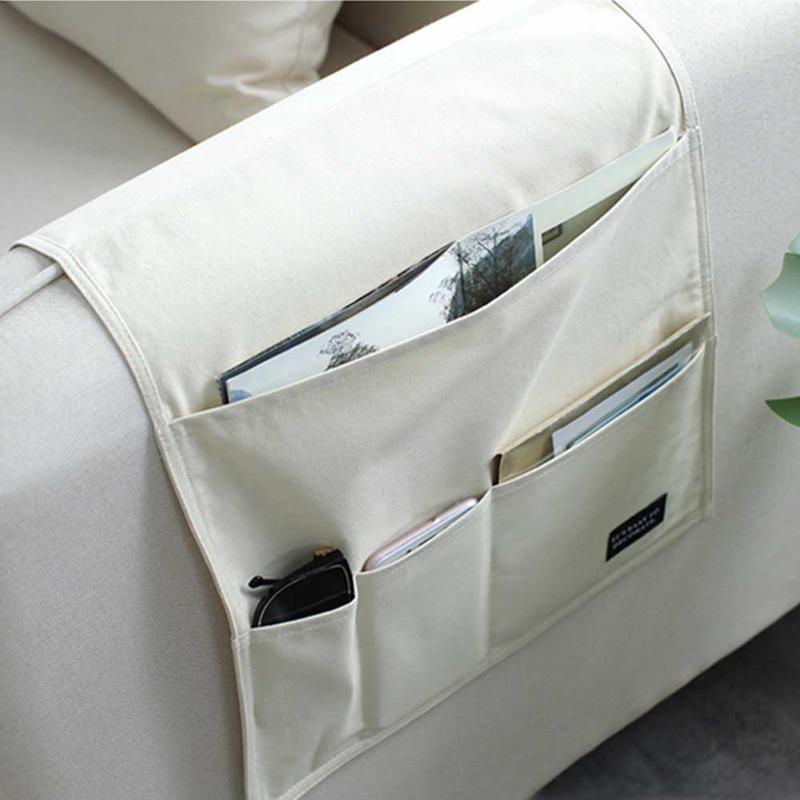 

Sofa Armrest Sundries Organizer Anti Slip Storage Bag Magazines Large Bedside Modern TV Remote Solid Cellphone Couch