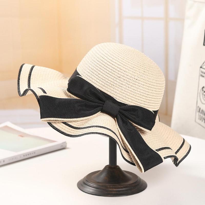 

MISSKY Women Summer Sun Hats All Matching Bowknot Design Fashion Folding Sun Hat for Beach Holiday Female Caps, Khaki
