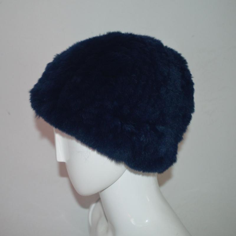 

Free Shipping China AU607 Soft Rex Dark Blue Women Hat Winter Real Fur Hats, White