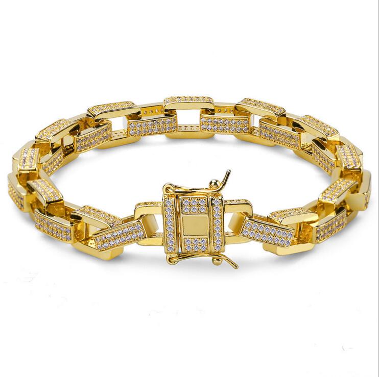 

Gold/Silver Color Bracelets Trendy Classic chain 7" 8" Cuban Link Hand Chain Bracelet Men Jewelry iced out hip hop bling chains